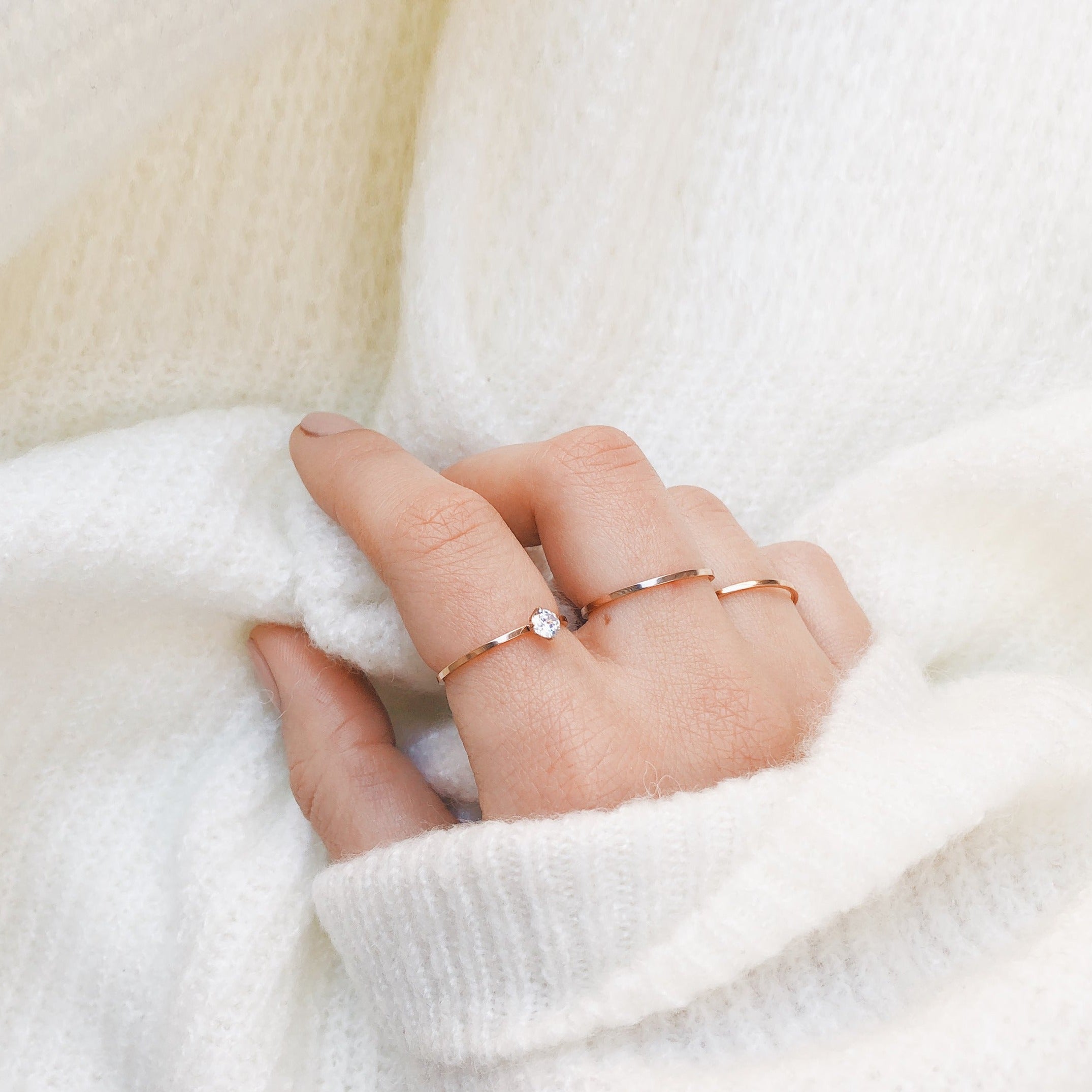 Ensemble Bague Acier Inoxydable Or Rose